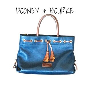 Dooney & Bourke Blue Tote Bag with Leather Accents